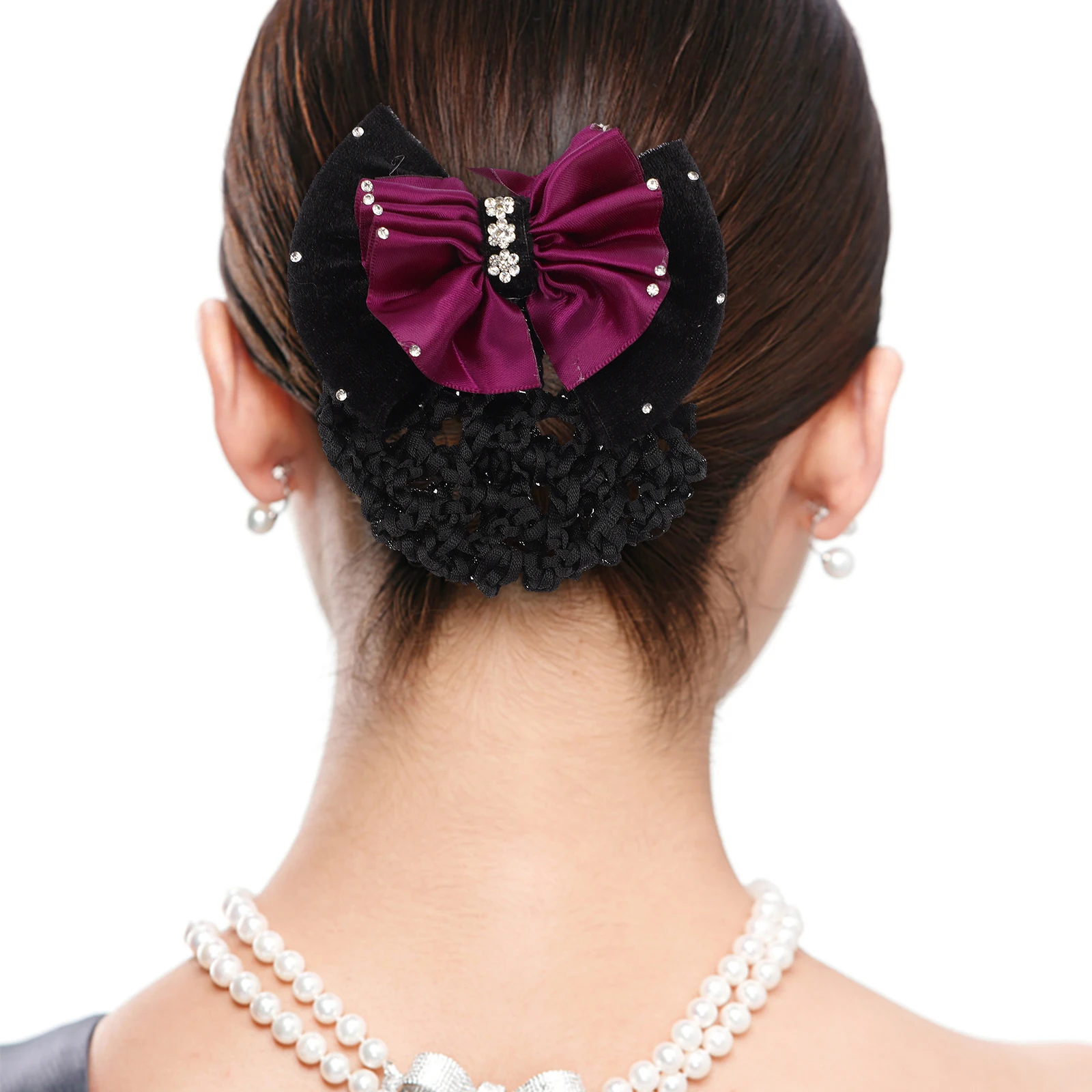 

4pcs Bowknot Bun Covers Mesh Snoods Women Hairnet Clip Lightweight Durable Decor For Buns Professional Simple Style Hair Nets