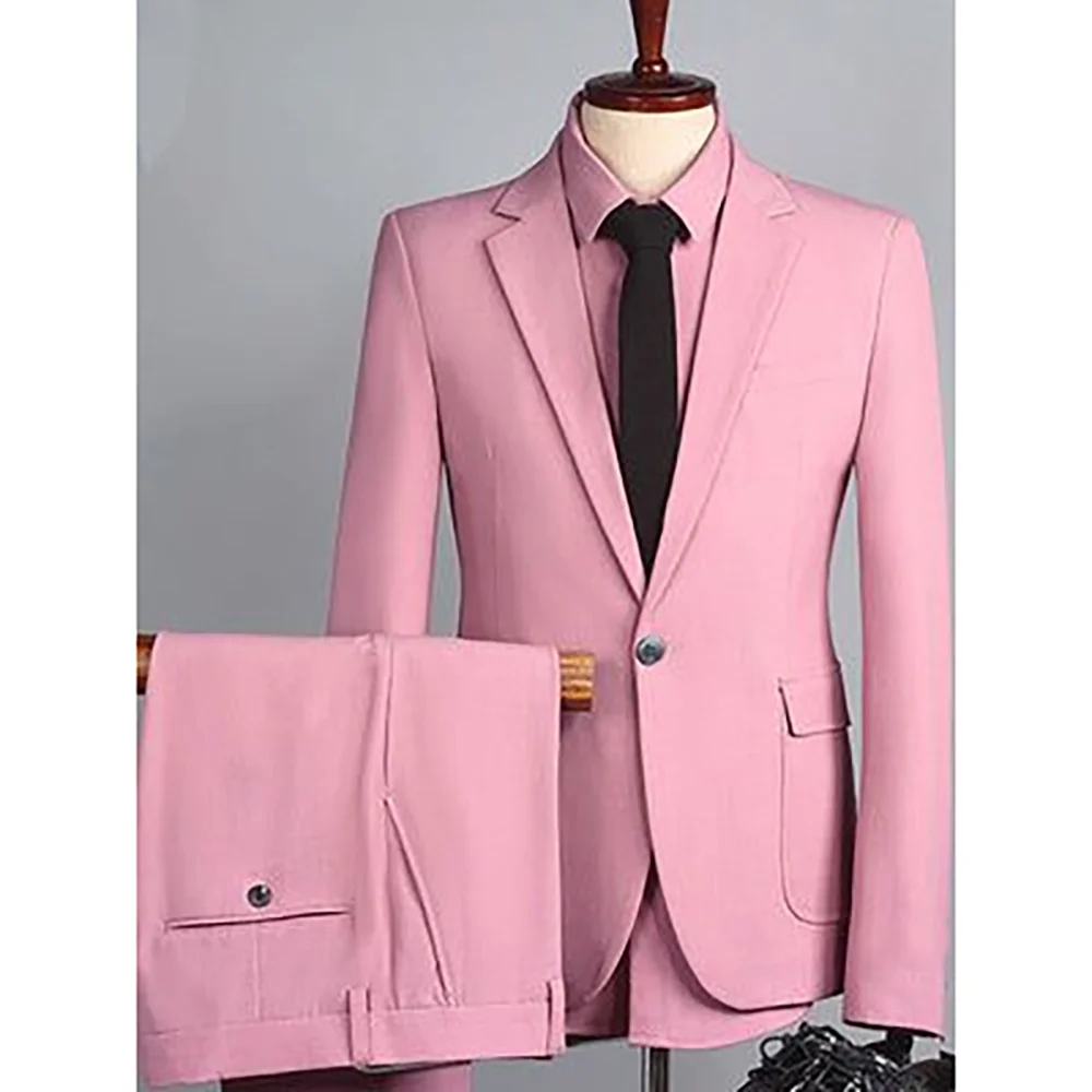 

Single Breasted Men's Formal Suit Set 2 Pieces Blazer pants Boutique Business High Quality Male Suits