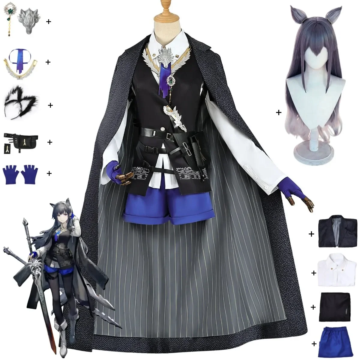 

Игра Arknights Texas The Omertosa Косплей Костюм Серый Плащ Пальто Шорты Униформа Полный Комплект Парик Женский Сексуальный 2025 Карнавальный Костюм Для Вечеринки