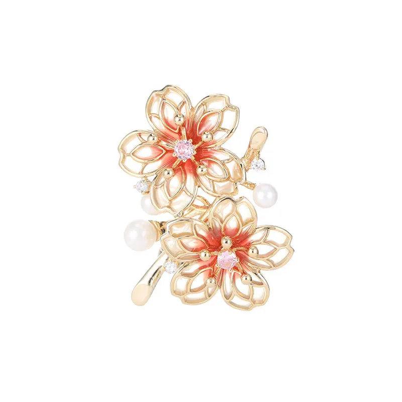 Spilla retrò con fiori di pesco, spilla alla moda ed elegante, accessorio di abbigliamento versatile, fibbia per spilla