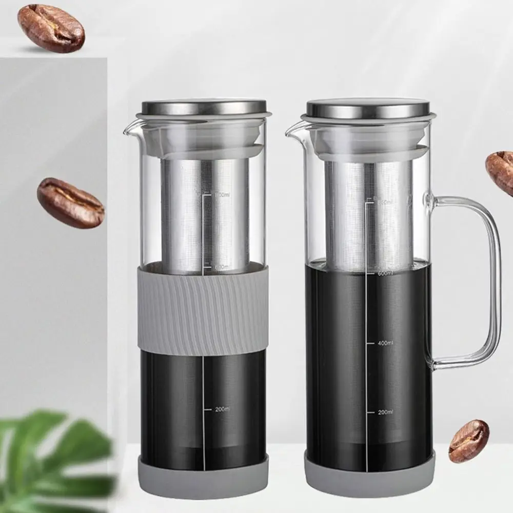 

Large Capacity Cold Brew Coffee Maker Airtight Lid Handle Iced Tea Maker Coffee Pot Fine Mesh Steel Infuser Glass Coffee Carafe