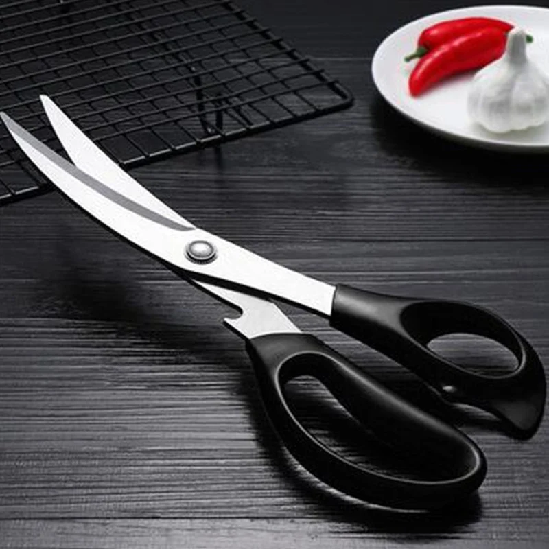 Thickened Stainless Steel Kitchen Knives, Curved Handle, Korean Barbecue, Steak, Cutting Meat, Chicken Scissors Set