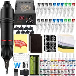 Professional Rotary Tattoo Machine Pen Set with Tattoo Power Supply Cartridge Needle for Beginner Permanent Makeup Body Arts