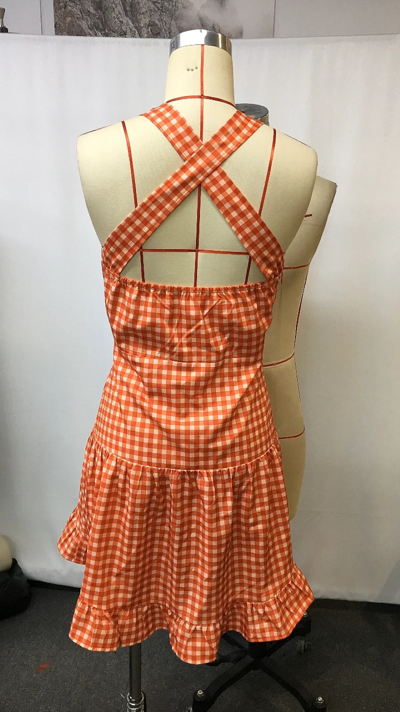 Retro westerse mini-jurk Cowgirl geruite stijl Vintage casual overdagsoutfit Zomer Muziekfestival Country Chic