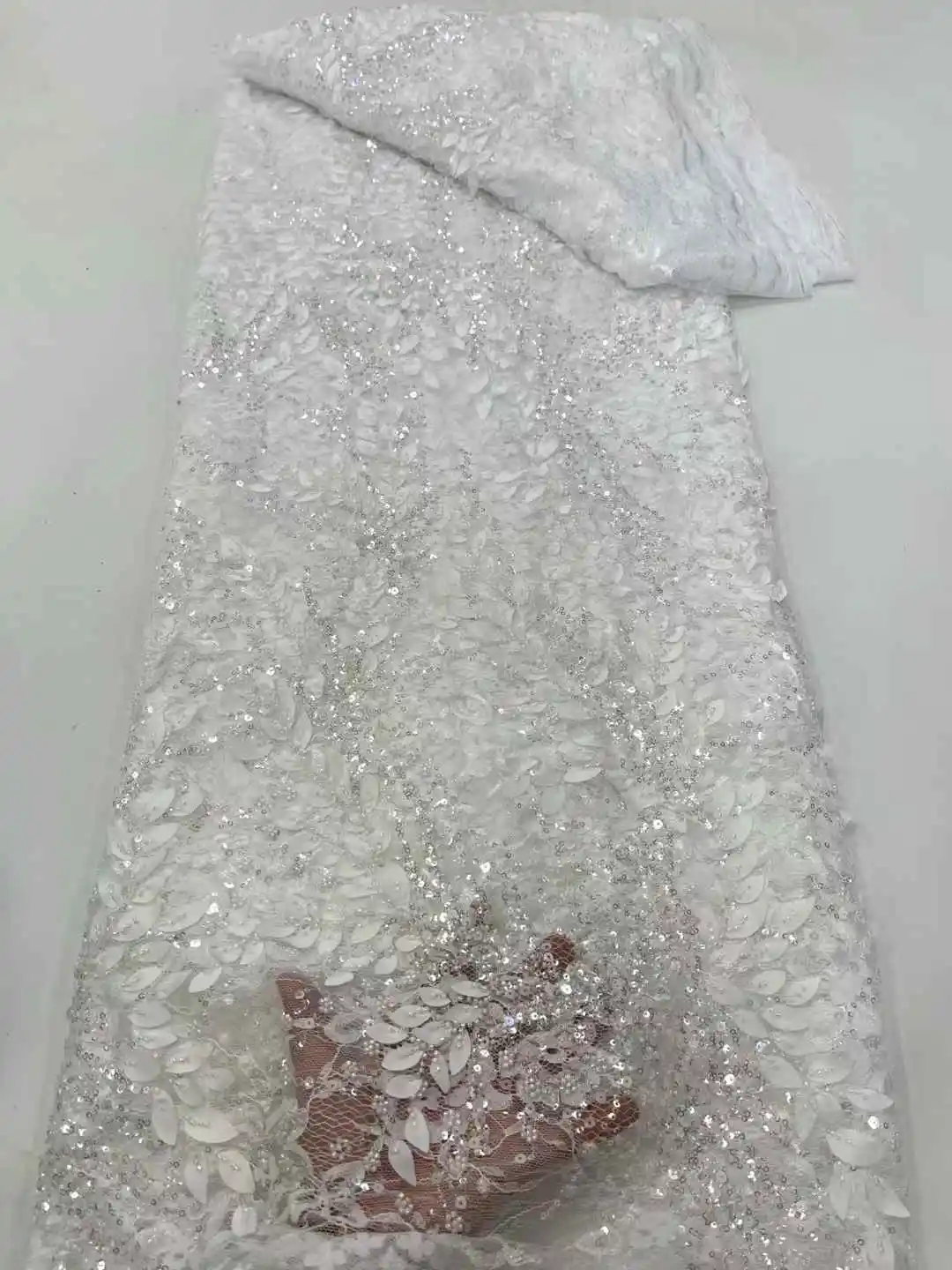 Africa Nigerian Beaded French Mesh Lace With Sequins High Quality 2025 Embroidery Lace Sequins Lace For Wedding Dresses Women