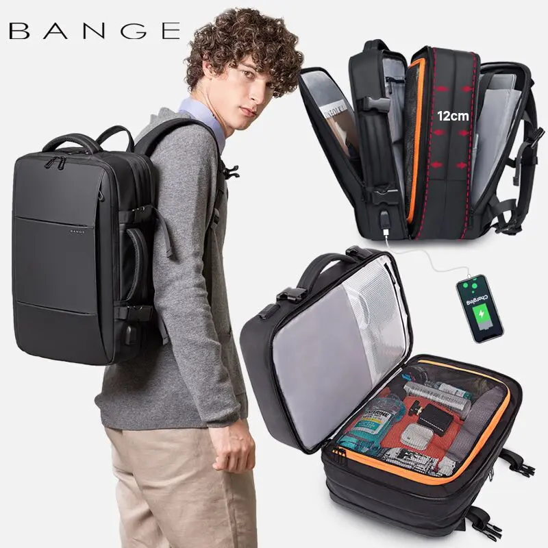 

BANGE Hot Sell 15.6inch Usb Waterproof Notebook Wholesale Mens Polyester Laptop Bag Travel Custom School Laptop Backpack