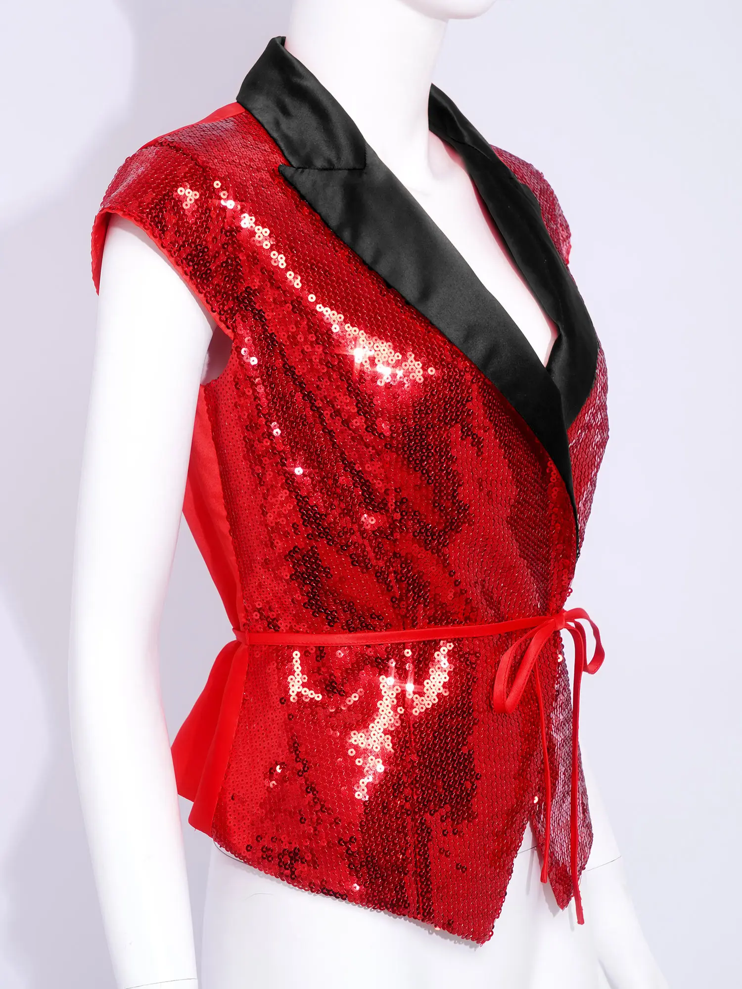 المرأة الترتر سترة الخامس الرقبة التسمية كاب الأكمام حفل زفاف صدرية مع حزام الهذيان الموسيقى مهرجان الجاز ملابس رقص كلوبوير #4