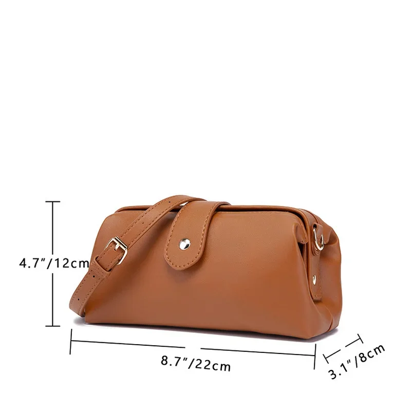 Bolsas de ombro de couro sólido para mulheres, feitas à mão, estilista, fêmea, médico, crossbody, tendência, moda