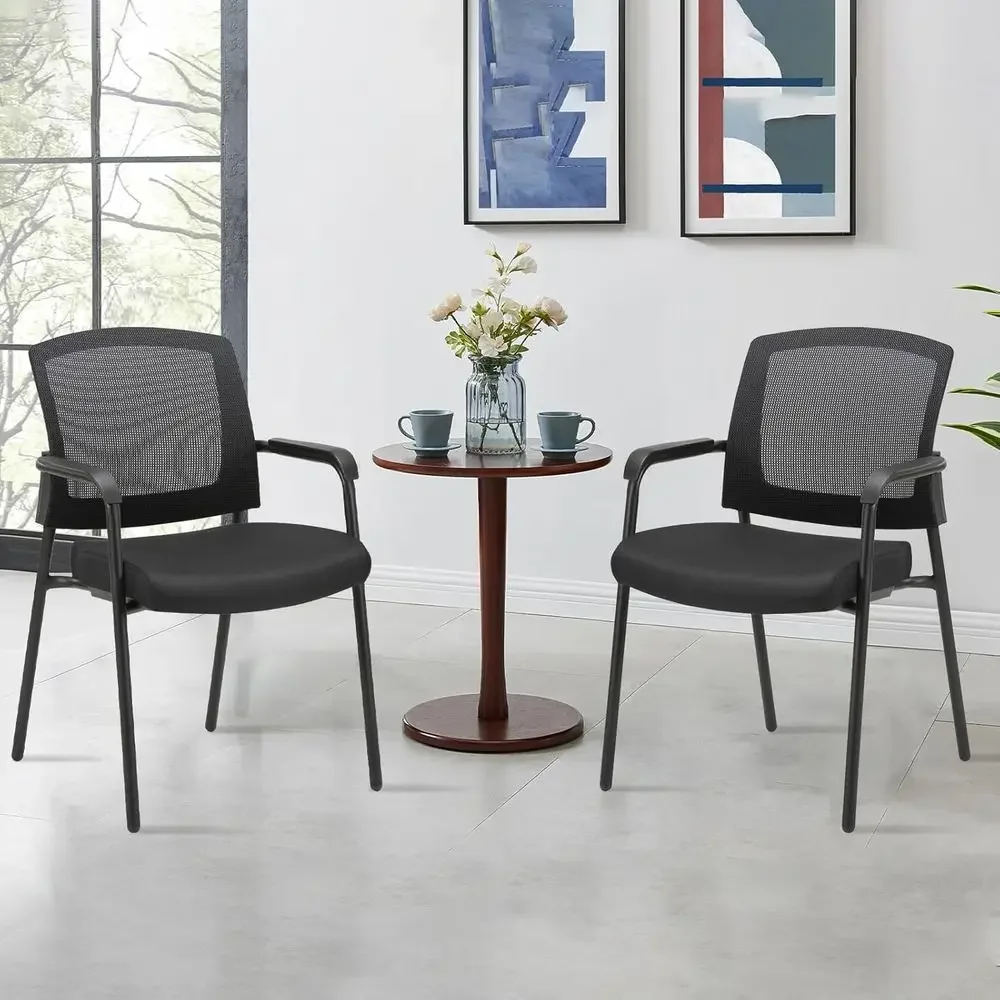 Set of 4 Stackable Ergonomic Mesh Chairs with Armrests for Waiting Rooms, Offices, Conferences, and Schools