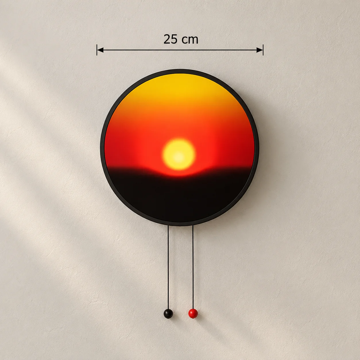 LED Wall Lamp Sunset Design Pull Chain 3 Light Modes Stepless Dimming Type-C Rechargeable for Bedroom Home Decor Black