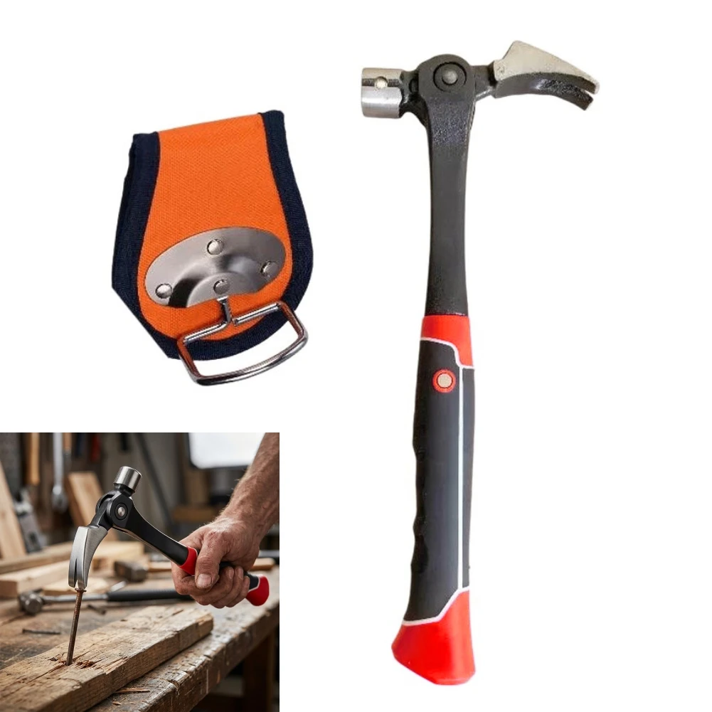 Adjustable Angle Claw Hammer With Stand High Carbon Steel Integrated Nail Hammer Non-Slip Handle Portable Household Hand Tools