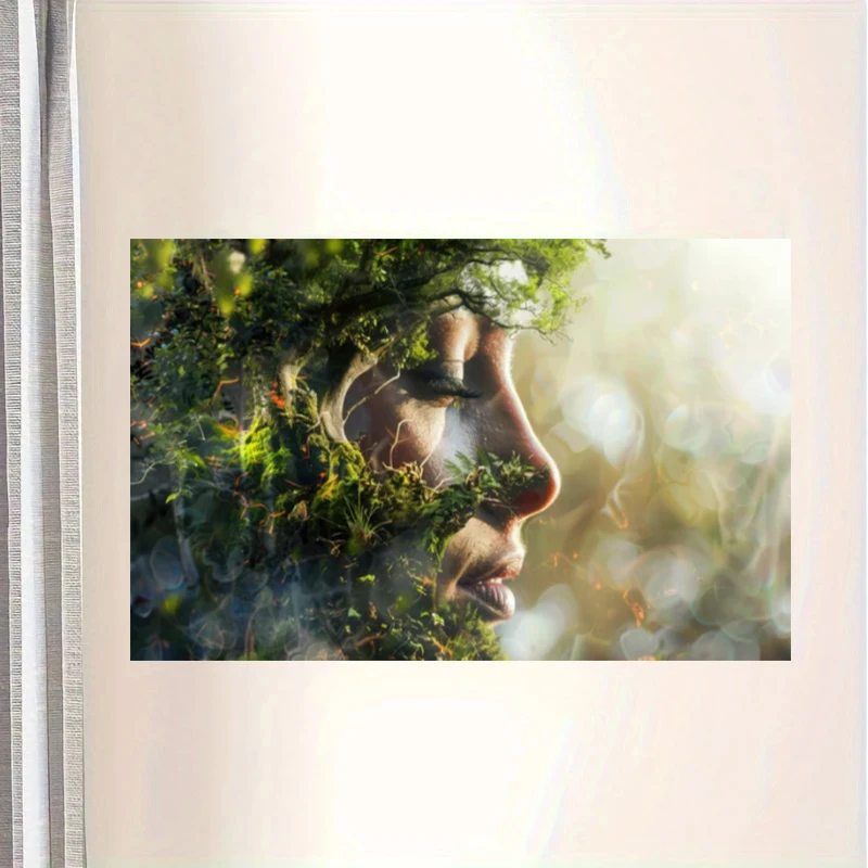 Green Woman Poster, Combination Of Natural Plants And People, Modern Art Decoration, Suitable For Living Room,No Frame