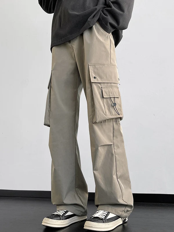 

MGJM High Street Summer Casual Pants Men's Loose Straight Leg Trousers with Multiple kets Workwear Sle Youthful Energy