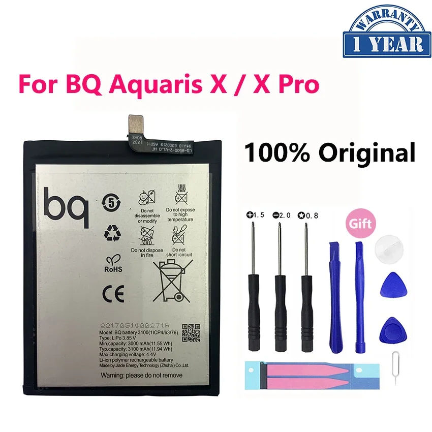 

100% Original High Quality 3100mAh Phone Battery For BQ Aquaris X Pro Replacement Batteries Bateria