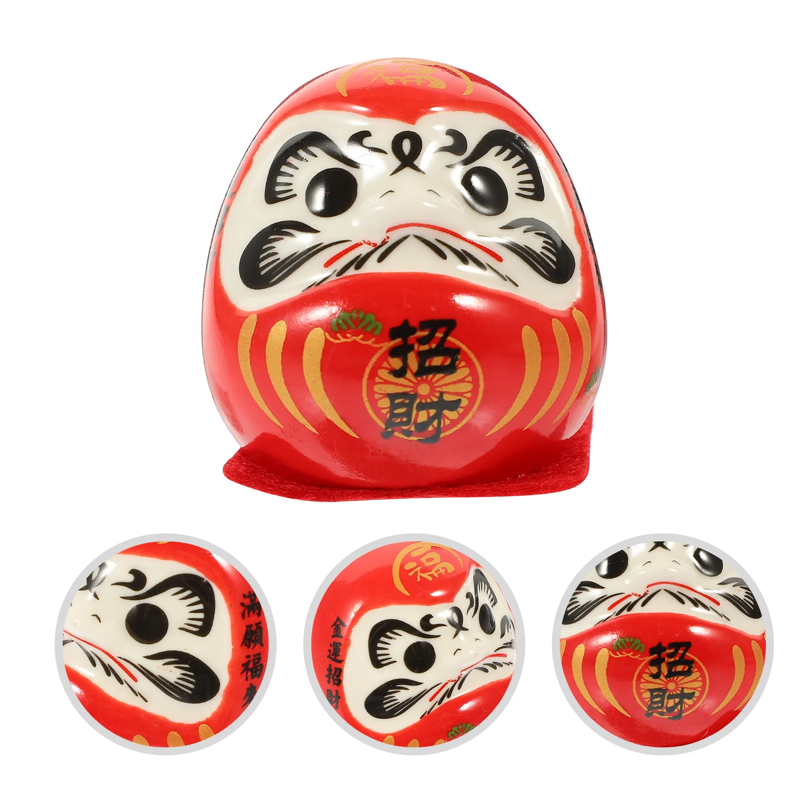 Car Dharma Eggs Japanese Figurines Ceramic Daruma Crafts Ornament Red Luck Decor Baby