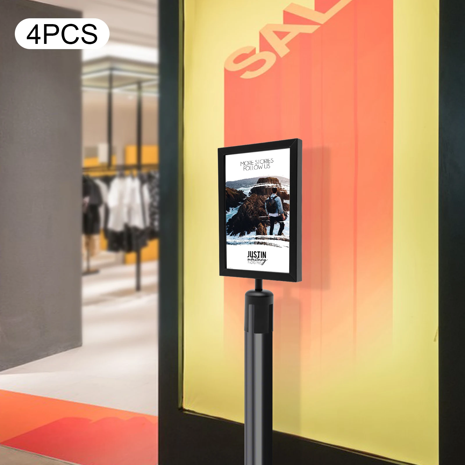 4 قطع حامل لافتات على شكل حرف A، حامل ملصق مزدوج الجوانب، شاشة قائمة أكريليك مقاس 8.6 × 12.6 بوصة، لافتة إعلانية محمولة