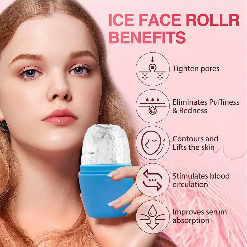 Masajeador de cubitos de hielo de silicona, rodillo de hielo Facial, molde reutilizable, cuidado Facial, reducción del acné, herramienta para el cuidado de la piel, contorno, estiramiento Facial, Bea P1G4