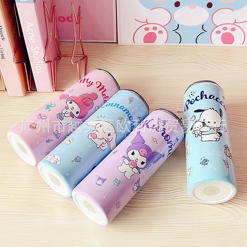 

Sanrio Cinnamoroll Thermos Kawaii Cartoon 304 Stainless Steel Straw Cup New Multi-Function Drinking Cup Cute Portable Cold Cup