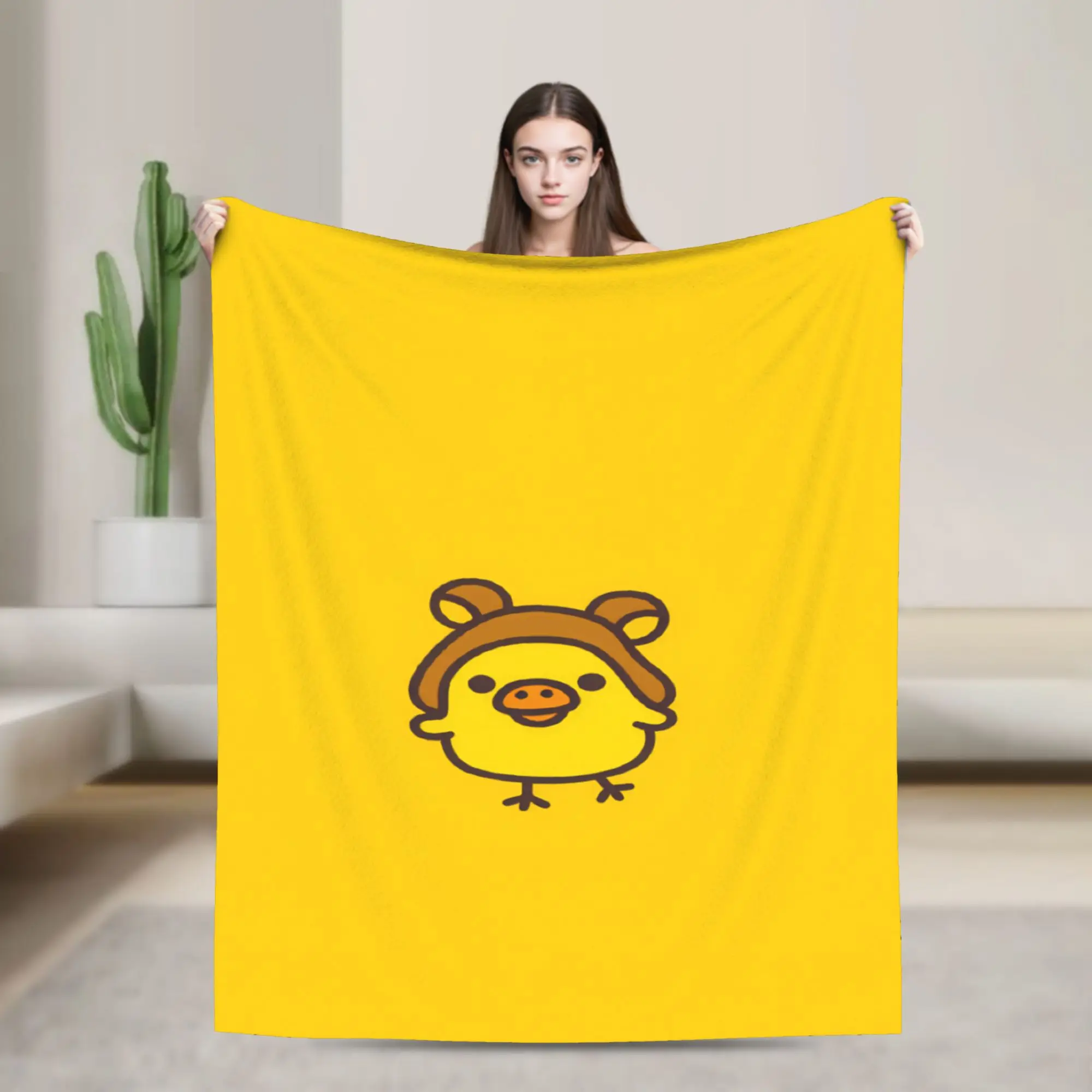 Rilakkuma Yellow Duck Blankets Quality Warm Soft  Throw Blanket Winter Boy Girl Couch Chair Sofa Bed Funny Bedspread