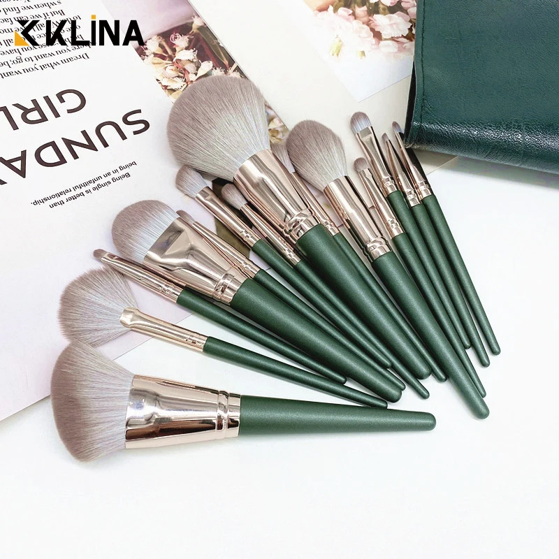 CALIYI 14Pcs Makeup Brushes Soft Makeup Tools Cosmetic Powder Eye Shadow Foundation Blush Blending Detail Eyebrow Lip Beauty