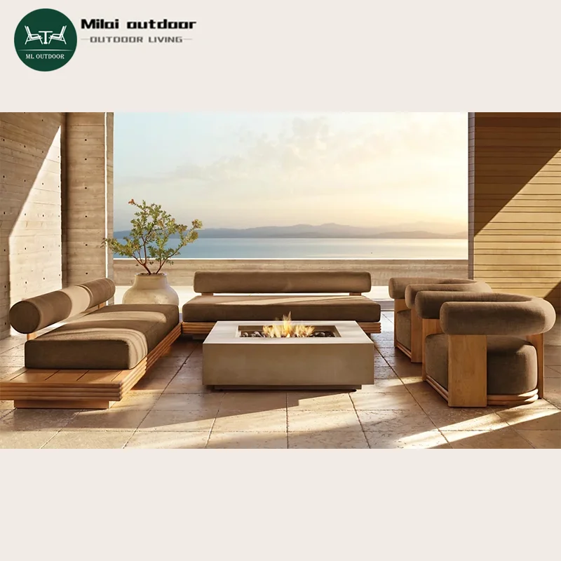 

Factory New Modern Design Solid Wood Teak Sofa Set For Outdoor Villa Hotel Garden Leisure Or Living Room Furniture