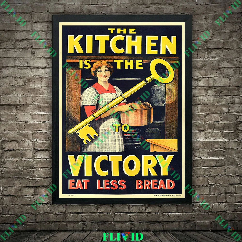Vintage WWI Dig For Victory Victory Garden Canvas Wall Art,WWII Propaganda Poster,Nostalgic Farm Food Conservation Art Poster