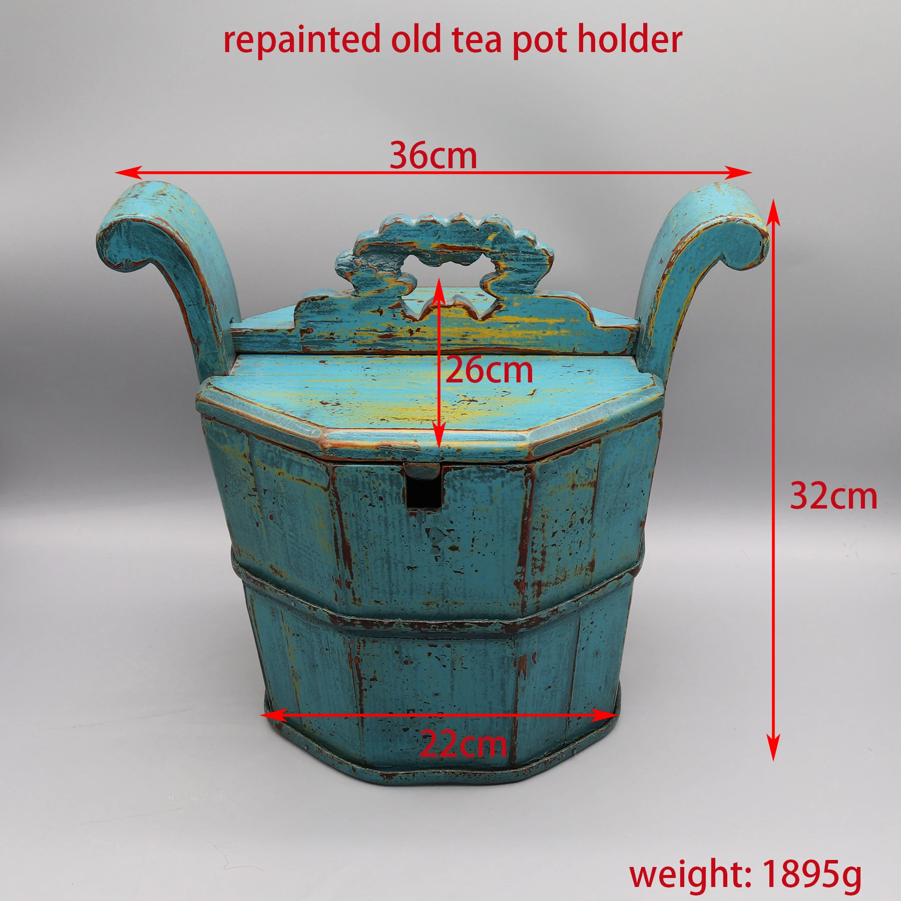 Repainted Old Tea Pot Holder, Solid Wooden Bucket, Home Decoration