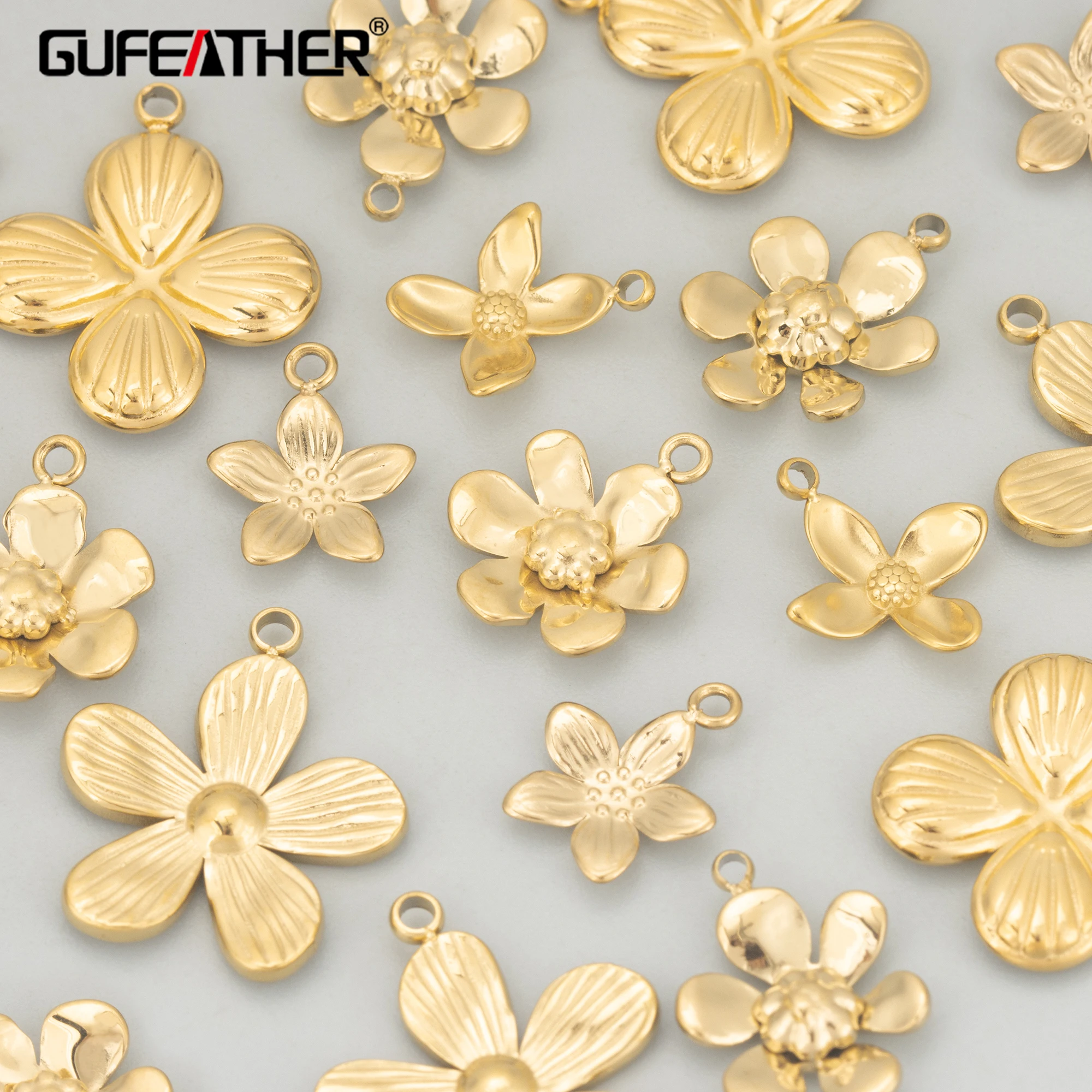 

GUFEATHER,4pcs/lot,MH28,jewelry accessories,316L stainless steel,flower shape,hand made,charms,jewelry making,diy pendants