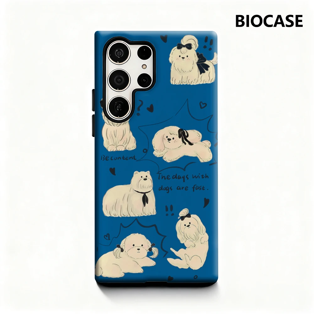 حافظة لهاتف سامسونج جالاكسي S25 Ultra S24 S23 Ultra Plus غطاء خلفي لامع بطبقة مزدوجة لهاتف جرو