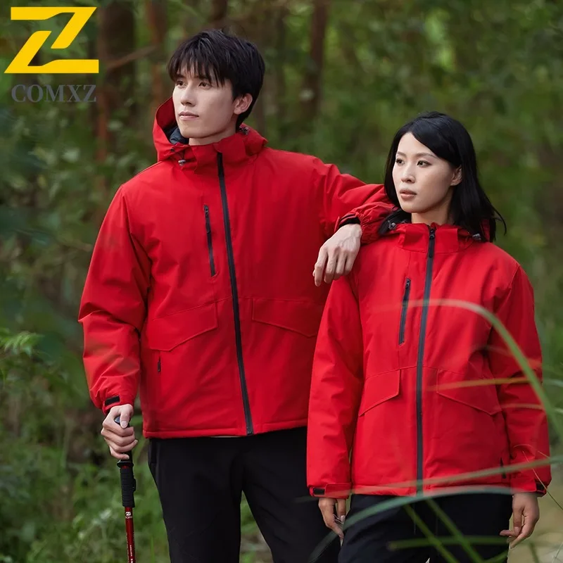 COMXZ مقنعين قسط سترة عادية 2025 الرجال في الهواء الطلق تنزه سترة واقية خفيفة لجميع الأغراض رحلة مقاومة للرياح الخريف سستة معطف