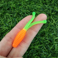 10pcs 5cm 1.1g Two-Color Fork Tail Soft Fish bait Road Runner PVC Fishing Bait Threaded Soft Maggot Fake Bait