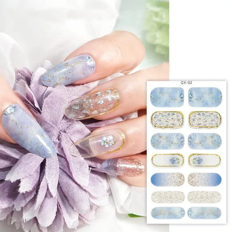 Filme de óleo para unhas gradiente, adesivo completo para manicure, flor, amor, borboleta, assar, gel grátis, decorações para arte em unhas