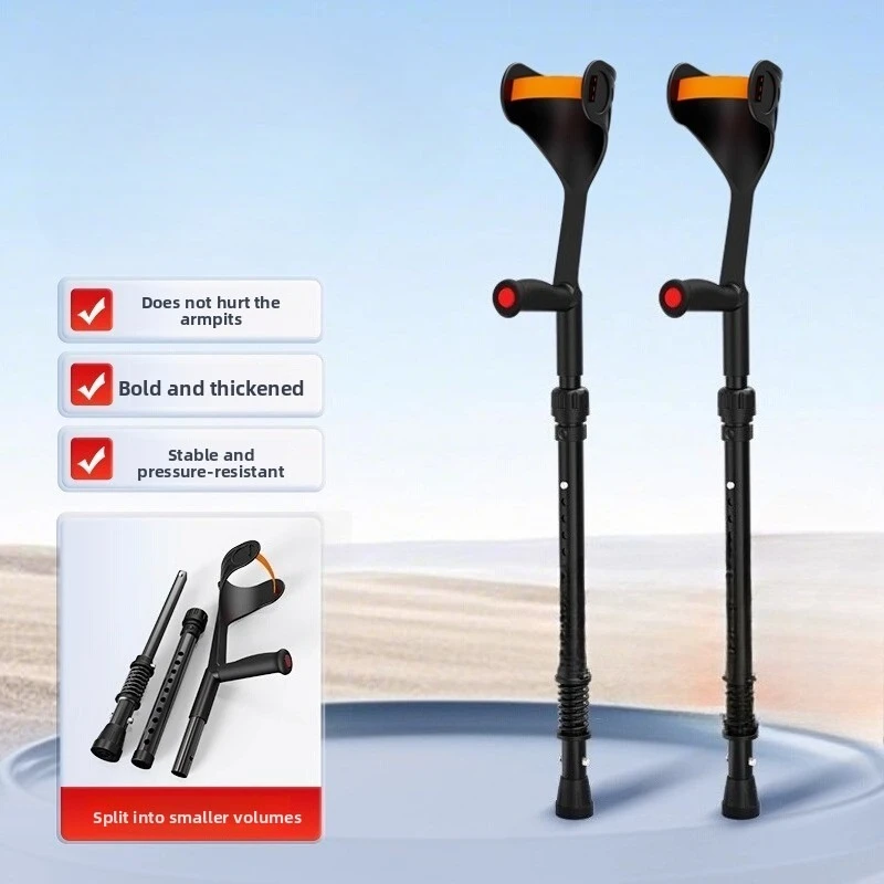 Lightweight Adjustable Forearm Crutches for Adults Foldable Elbow Crutch Walking Aids Cane Travel Crutch Suitable for Walking