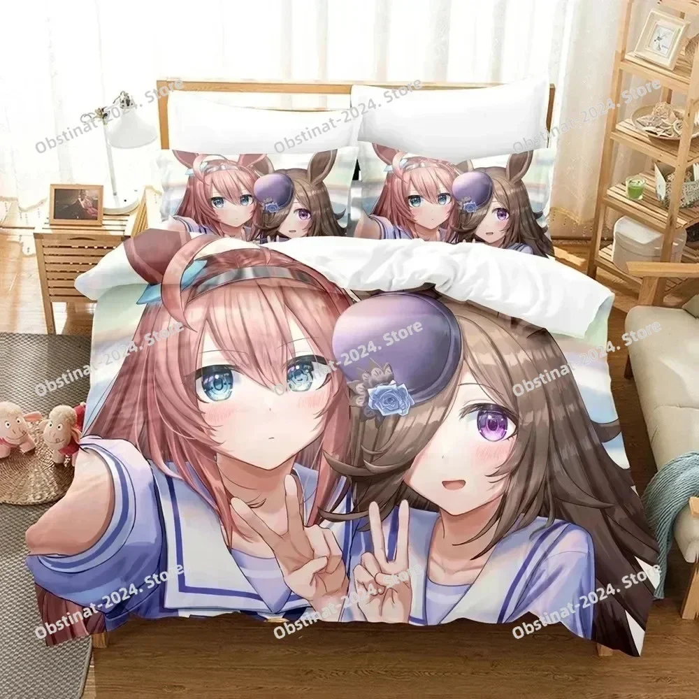 3D Anime Pretty Derby Bedding Set Printed single Comforter Quilt Bed Cover Duvet Cover Pillow Case 3 Pieces Sets Kids Adult Size