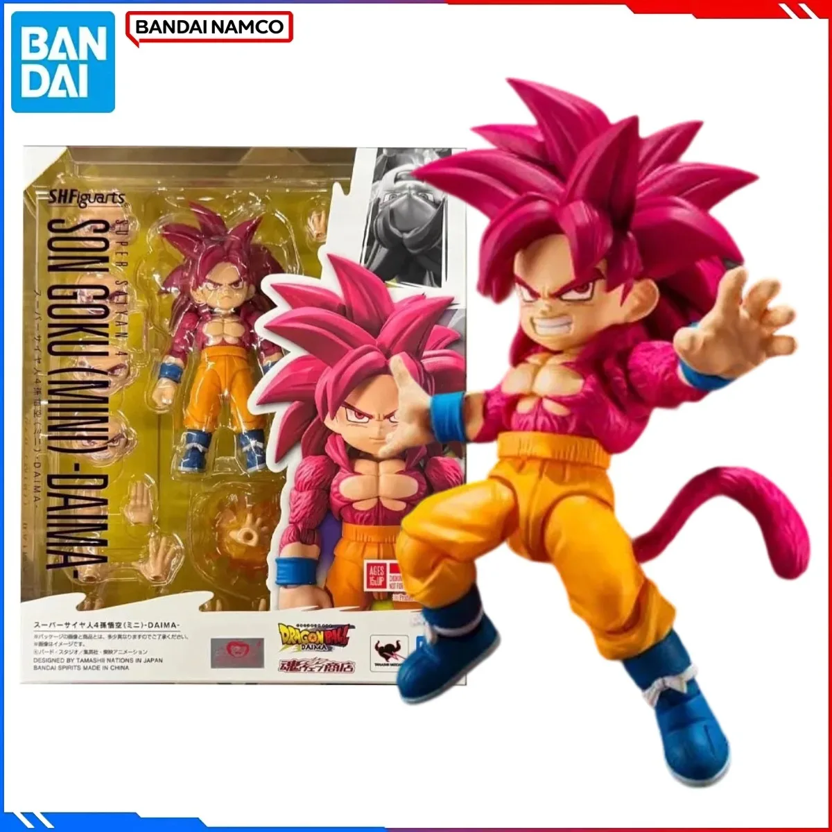 

Bandai Genuine Dragon Ball Anime Model Kits Super Saiyan 4 Son Goku Mini Daima Toys SHF Action Figure Assembly Model Gift
