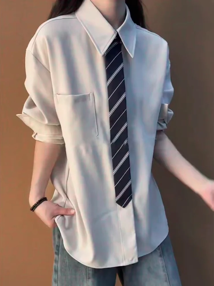 

Мужская повседневная рубашка Cleanfit с длинным рукавом, весенняя модная модель с воротником, дизайнерский пэчворк, имитация галстука, верхняя одежда для весны и осени