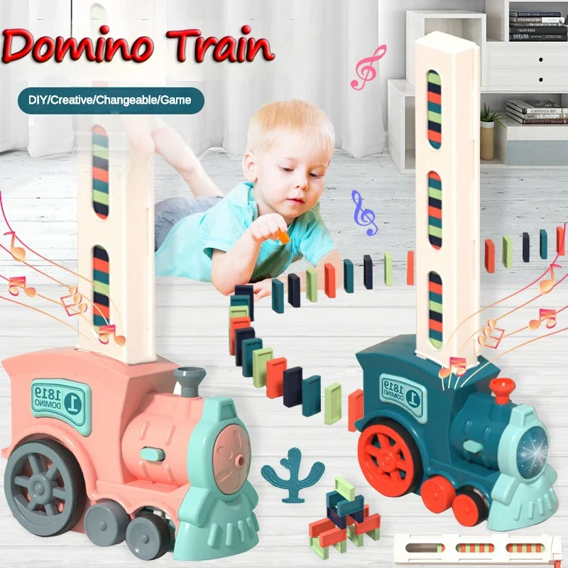 Children\'s Toys Domino Train Electric Car Kids Automatic Laying Dominoes Set Brick Blocks Kits Children\'s Games for Boys Gift