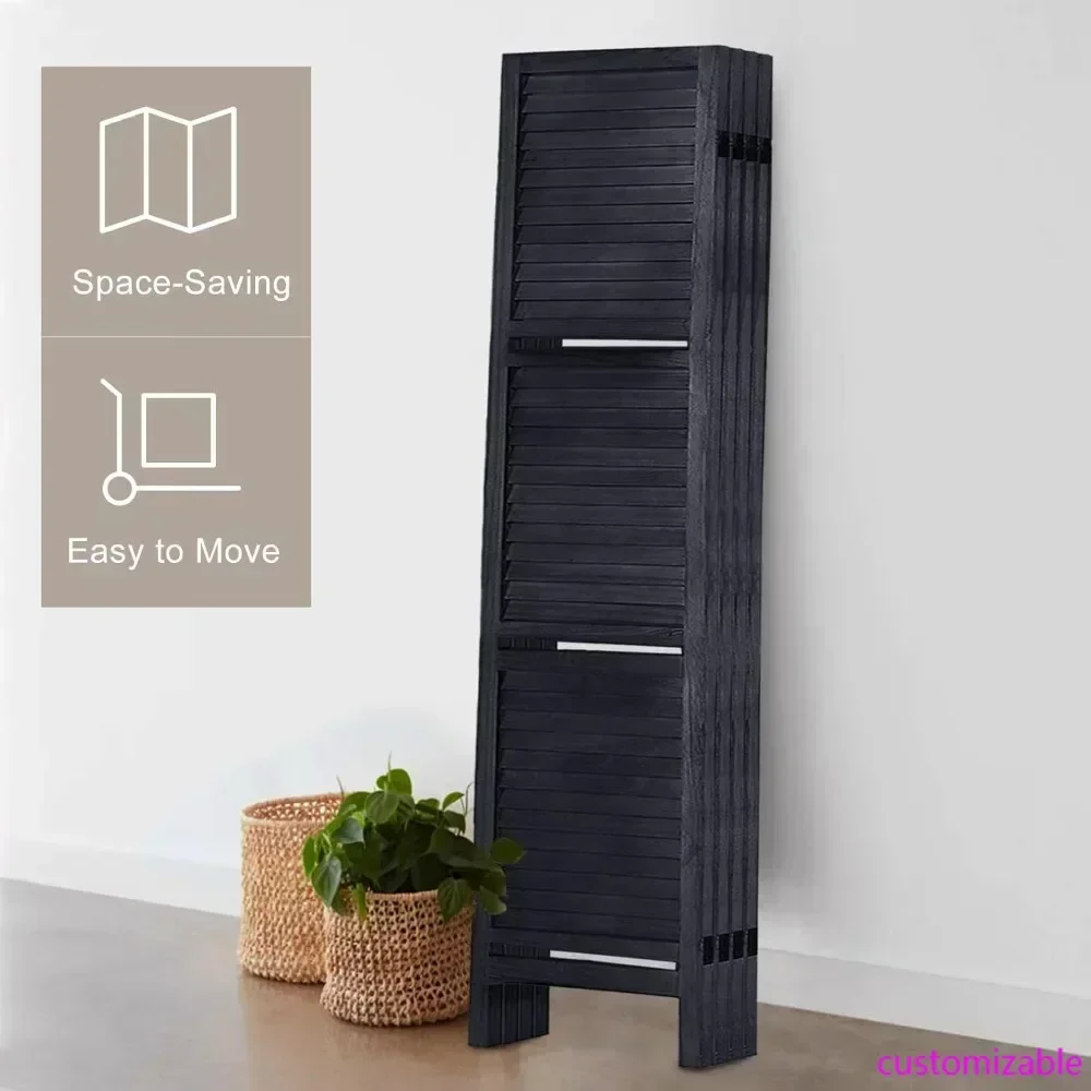 

Перегородка для комнаты с полками, ширма для зонирования, складные ширмы-перегородки, 5-панельная деревянная временная перегородка-стена