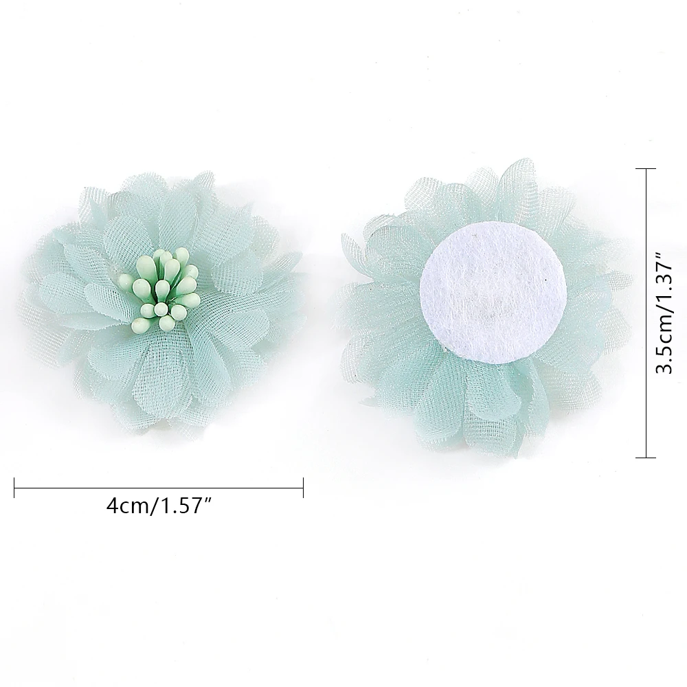 10Pcs 4cm Chiffon Flowers Head Chiffon Yarn Artificial Rose Flower Dresses Clothing Children\'s Hair Clips Decorative Accessories