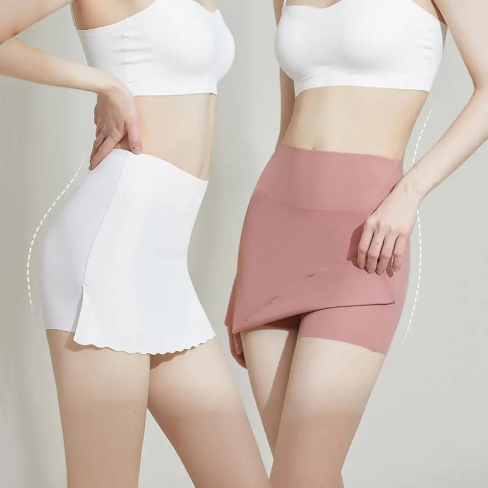 Double-layer Women's Leggings Seamless Solid Color Flat Angle Safety Pants Capris Skinny Tights High Waist Underwear Female