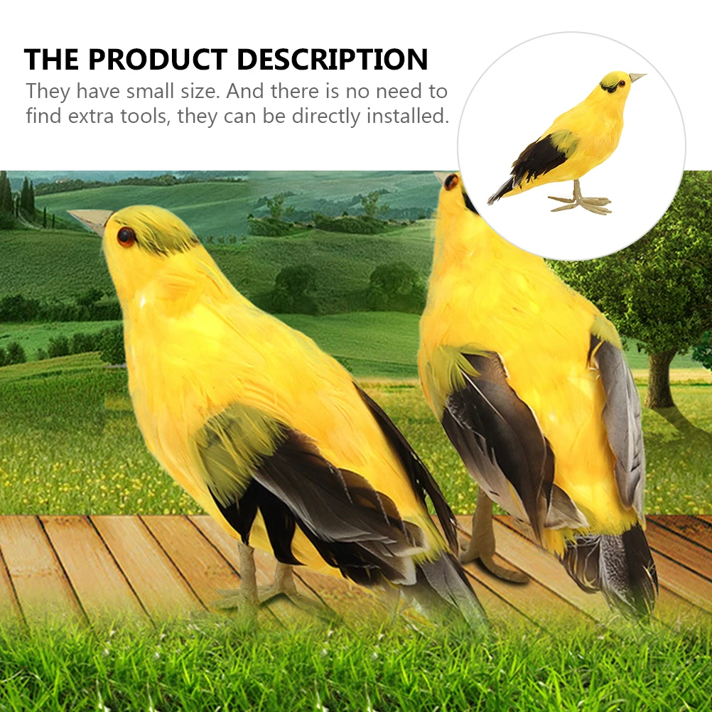 

Vivid Realistic Yellow Bird Ornament Decoration Desktop Tree Sculpture Mini Artificial Birds Decorative