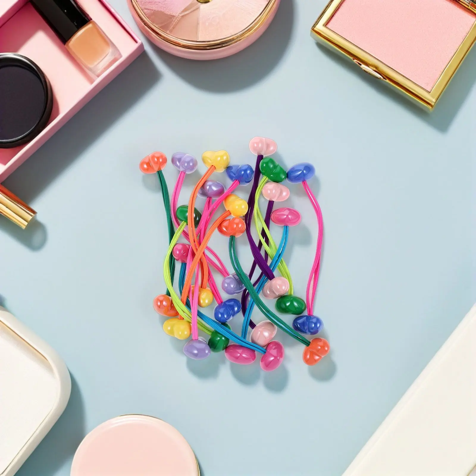 

Резинки для волос в конфетных цветах для причесок-хвостиков в форме сердца, мягкие разноцветные резинки, аксессуары для волос оптом