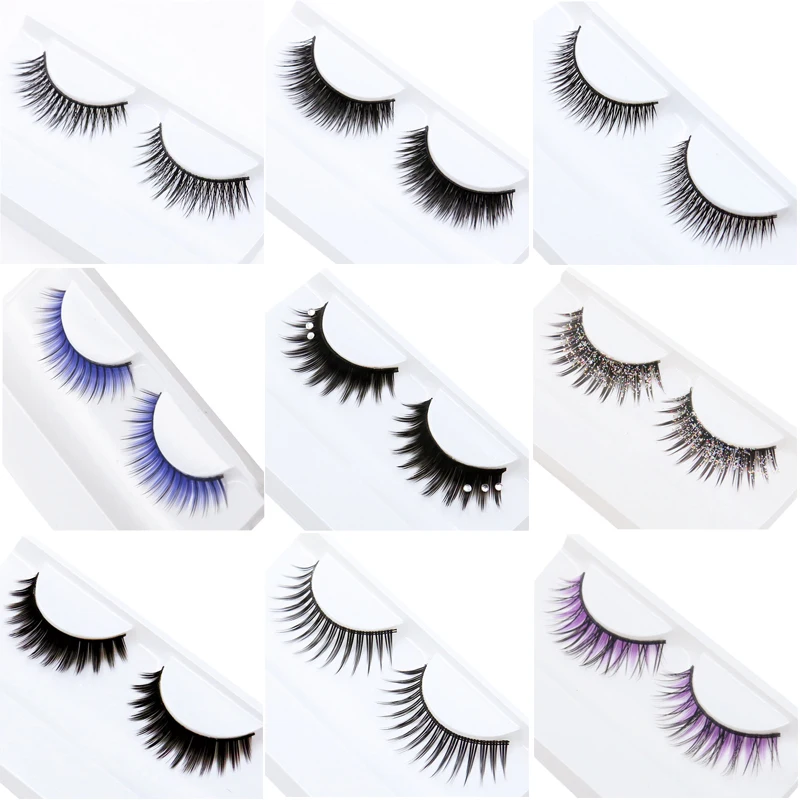 Glitter Rhinestone Cross Fake Eyelashes Extension Natural Long Cosplay Manga Lashes Korean Women Korean Makeup Products