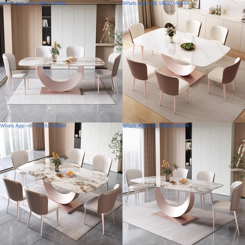 

Luxury Stone Slab Dining Table Set Modern Simple Rectangle Table for Living Room Small Apartments
