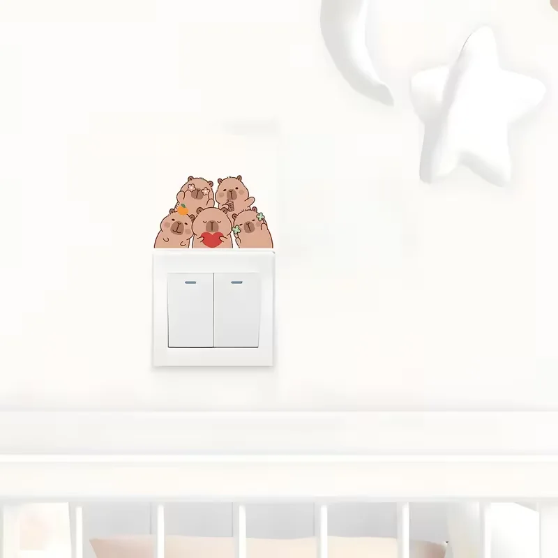 1 Quirky Cartoon Capybara Light Switch Sticker – Easy-to-Apply Wall Decal, Self-Adhesive Home Decor, Cute Print, Living Room Dec