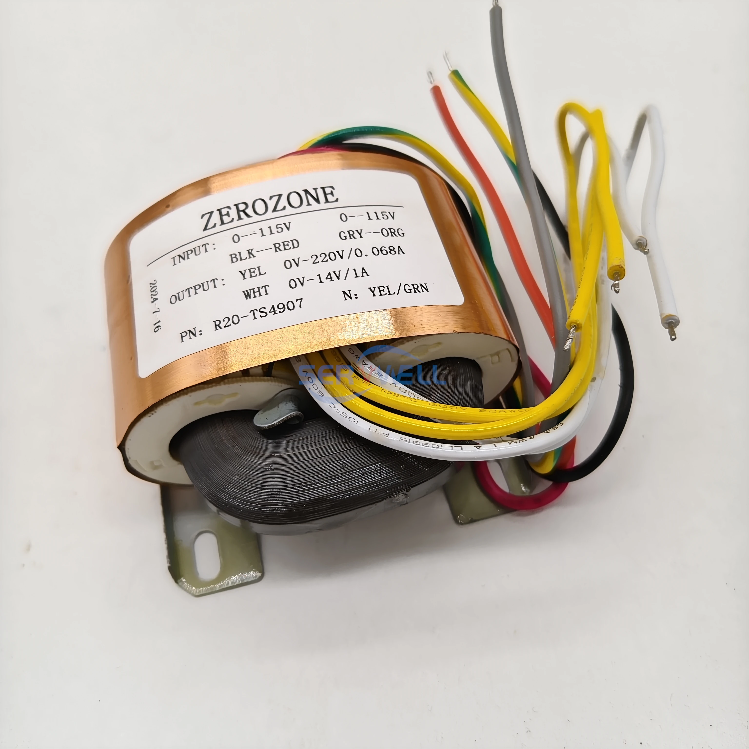 ZERO-ZONE 30VA 30W R-core to PRT Transformer Input 0-115Vx2 or 230V Output 220V 0.068A 14V 1A