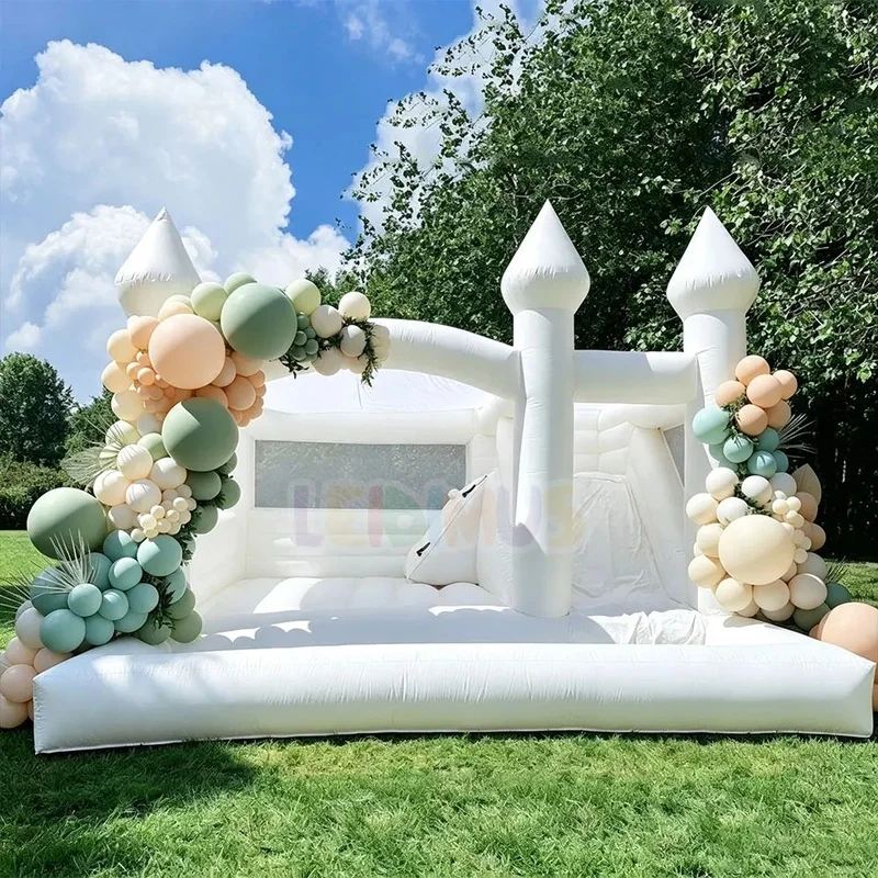 White Bouncy Castle for Party Inflatable Wedding Bouncer With Slide Commercial Bounce House