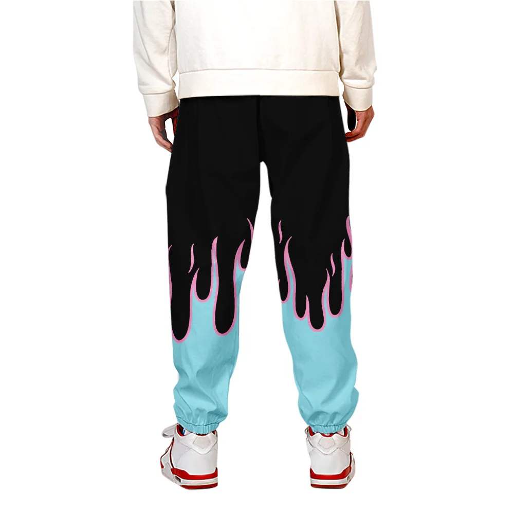 Blauwe Vlam Sweatpant Mannen Vrouwen Y 2K Hiphop Dance Skateboard Sweatpant Herfst Fitness Joggingbroek Mode Vlambroek