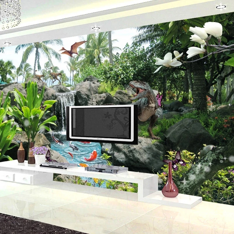 Custom Photo 3D Park forest Landscape Dinosaur Wallpaper Mural Living room sofa TV background wall bedroom restaurant Fish Hotel