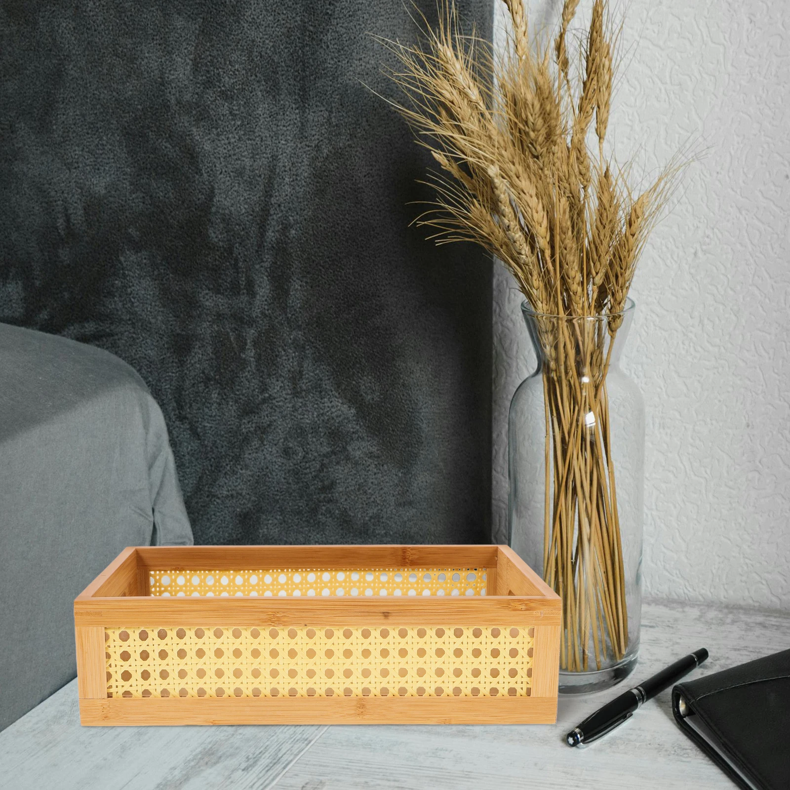 

Bamboo Storage Box 32X13X9CM Desk Organizer Woven Baskets Home Decor Bedroom Bathroom Nursery Storage Solutions